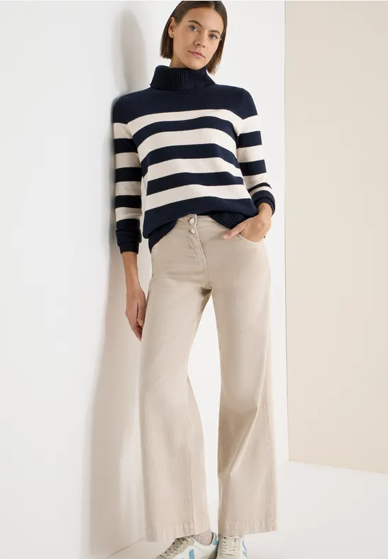 Cecil Damen Softer Rollkragenpullover in Blau, Gr: M