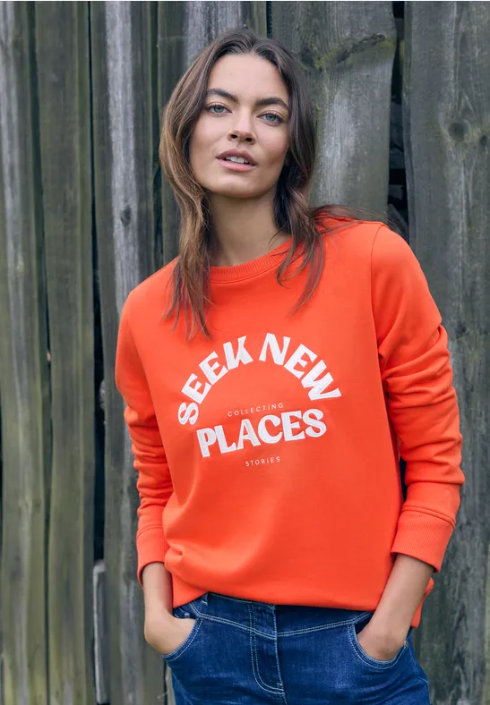 Cecil Damen Embroidery Sweatshirt in Orange, Gr: M