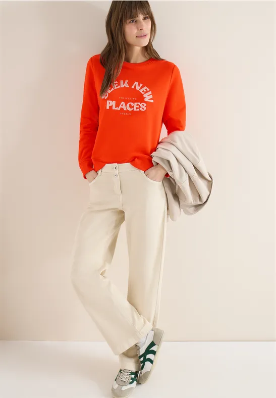 Cecil Damen Embroidery Sweatshirt in Orange, Gr: M