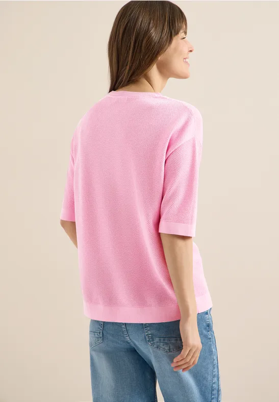 Cecil Damen Kurzarm Pullover mit Struktur in Rosa, Gr: XL