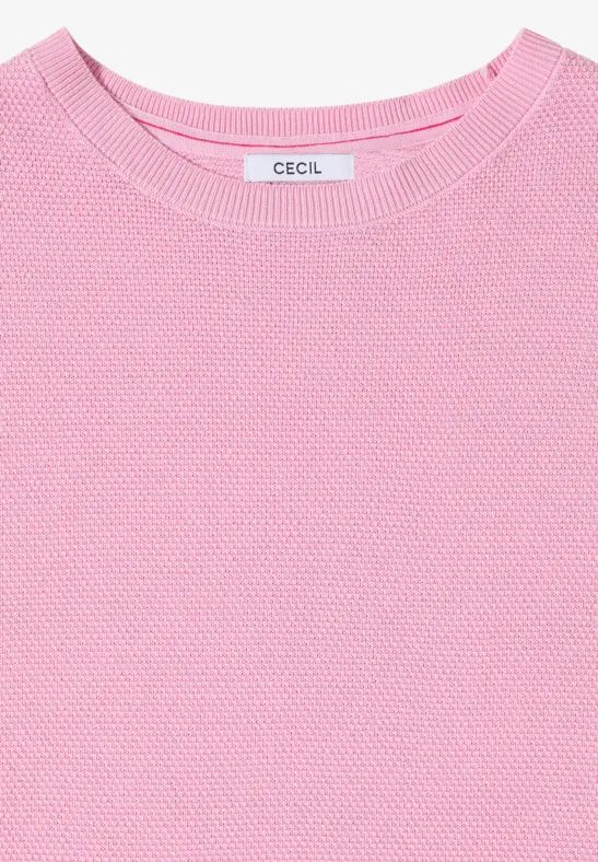 Cecil Damen Kurzarm Pullover mit Struktur in Rosa, Gr: XL