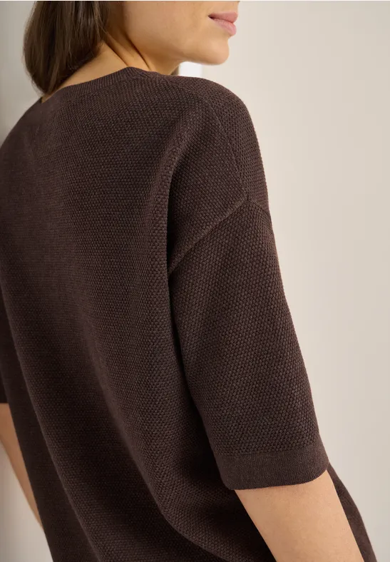 Cecil Damen Kurzarm Pullover mit Struktur in Braun, Gr: XS