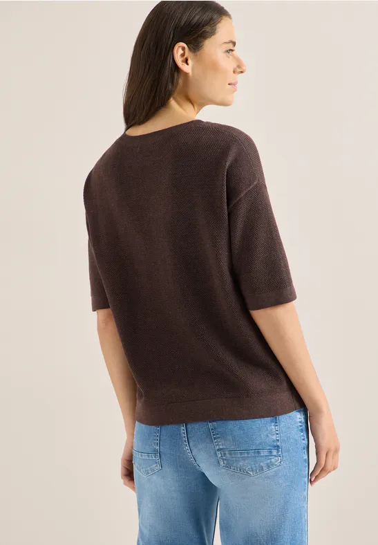 Cecil Damen Kurzarm Pullover mit Struktur in Braun, Gr: XS