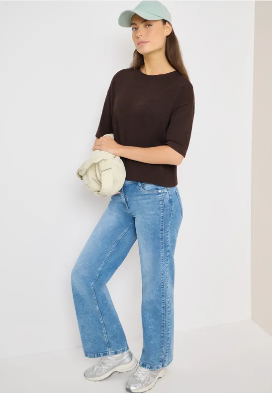 Cecil Damen Kurzarm Pullover mit Struktur in Braun, Gr: XS