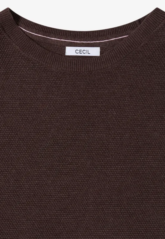 Cecil Damen Kurzarm Pullover mit Struktur in Braun, Gr: XS