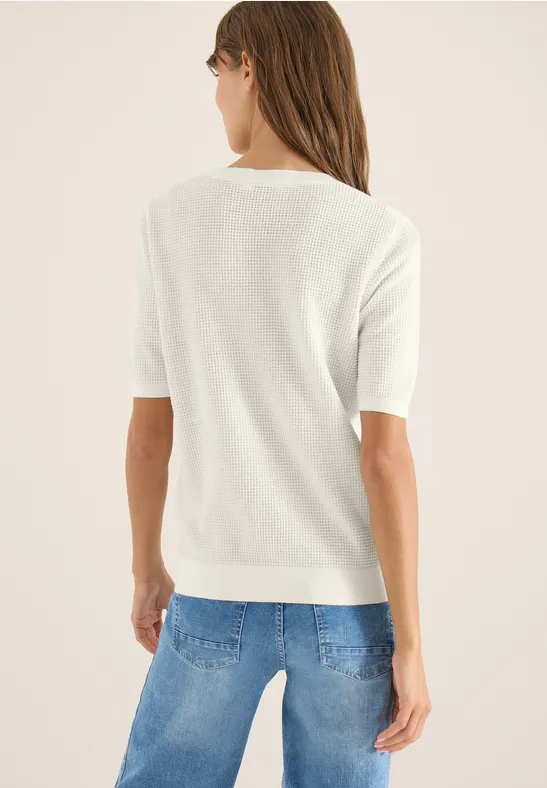 Cecil Damen Kurzarm Pullover mit Struktur in Beige, Gr: XL