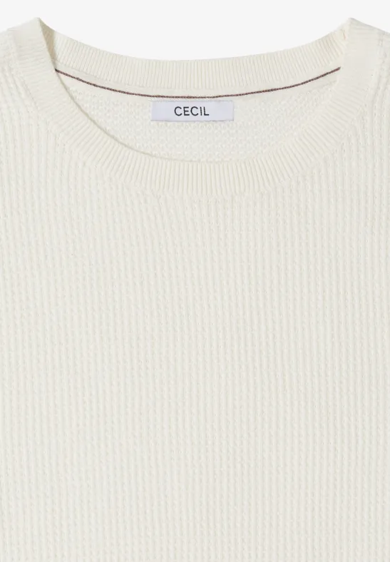 Cecil Damen Kurzarm Pullover mit Struktur in Beige, Gr: XL