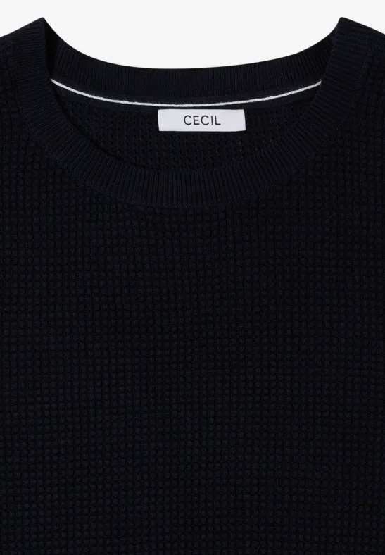 Cecil Damen Kurzarm Pullover mit Struktur in Blau, Gr: L