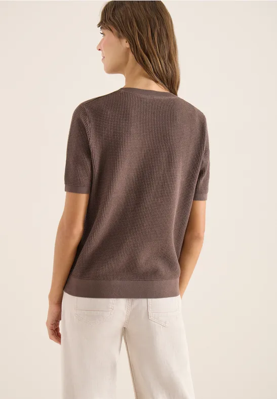 Cecil Damen Kurzarm Pullover mit Struktur in Beige, Gr: M