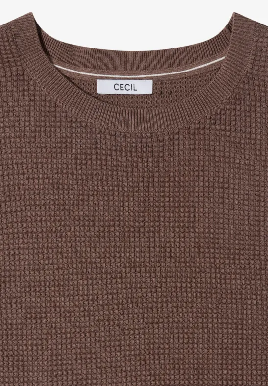 Cecil Damen Kurzarm Pullover mit Struktur in Beige, Gr: M