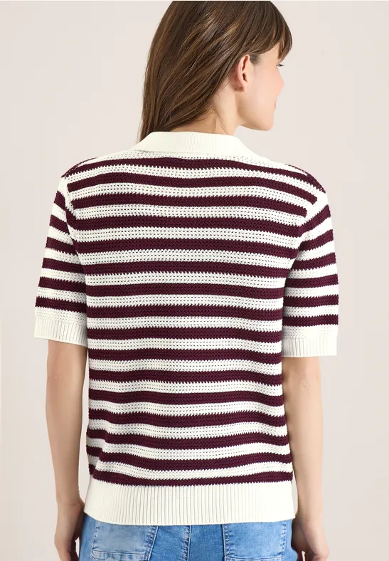 Cecil Damen Kurzarm Poloshirt in Mesh-Qualität in Rot, Gr: L