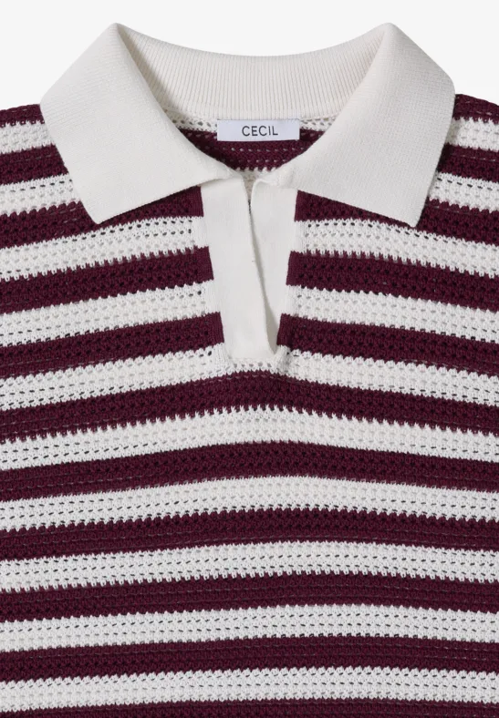 Cecil Damen Kurzarm Poloshirt in Mesh-Qualität in Rot, Gr: L