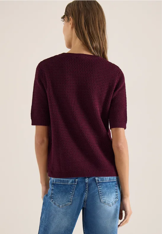 Cecil Damen Kurzarm Pullover mit Struktur in Rot, Gr: L