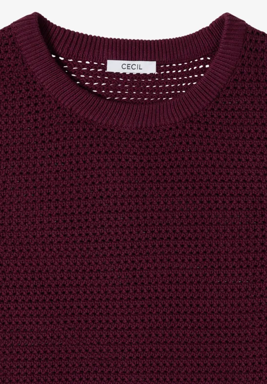 Cecil Damen Kurzarm Pullover mit Struktur in Rot, Gr: L