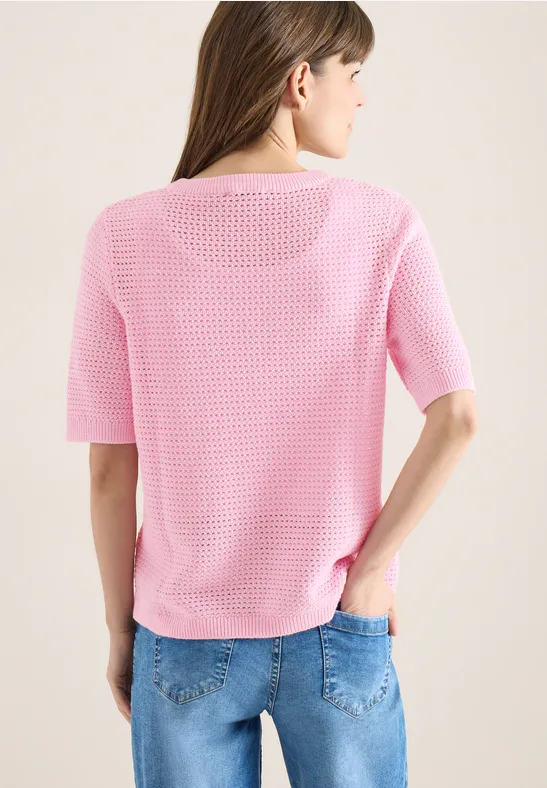 Cecil Damen Kurzarm Pullover mit Struktur in Rosa, Gr: L