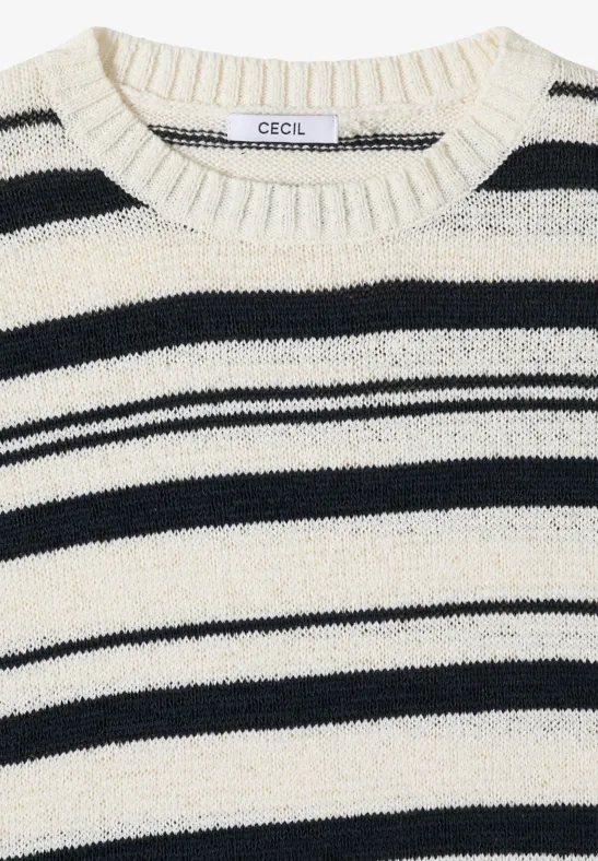 Cecil Damen Kurzarm Pullover mit Streifen in Grün, Gr: L