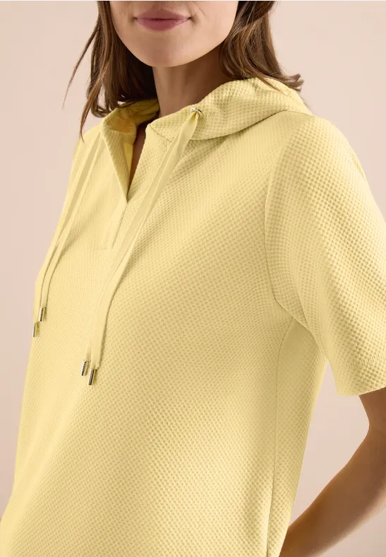 Cecil Damen Kurzarm Sweatshirt mit Kapuze in Gelb, Gr: L