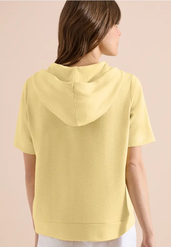 Cecil Damen Kurzarm Sweatshirt mit Kapuze in Gelb, Gr: L