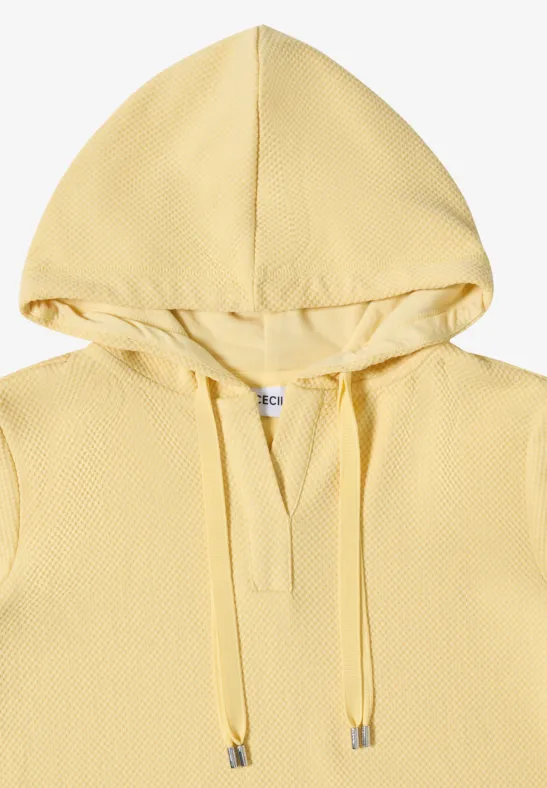 Cecil Damen Kurzarm Sweatshirt mit Kapuze in Gelb, Gr: L
