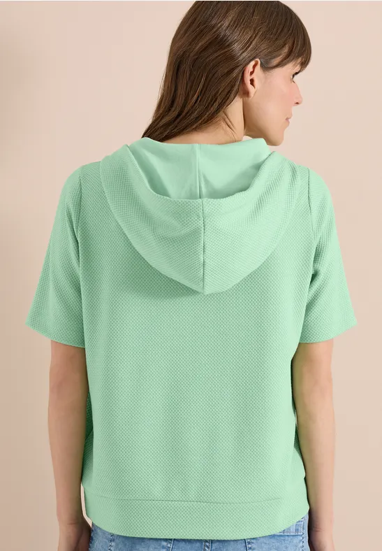 Cecil Damen Kurzarm Sweatshirt mit Kapuze in Grün, Gr: L