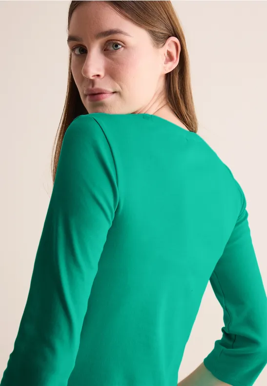 Cecil Damen Basic Shirt mit Rundhals in Grün, Gr: XXL