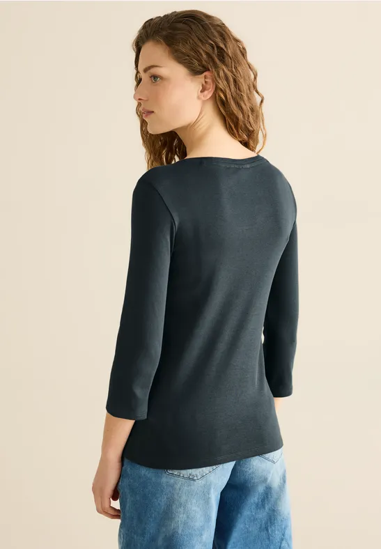 Cecil Damen Basic Shirt mit Rundhals in Grün, Gr: S