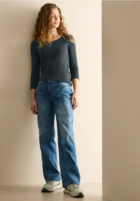 Cecil Damen Basic Shirt mit Rundhals in Grün, Gr: S