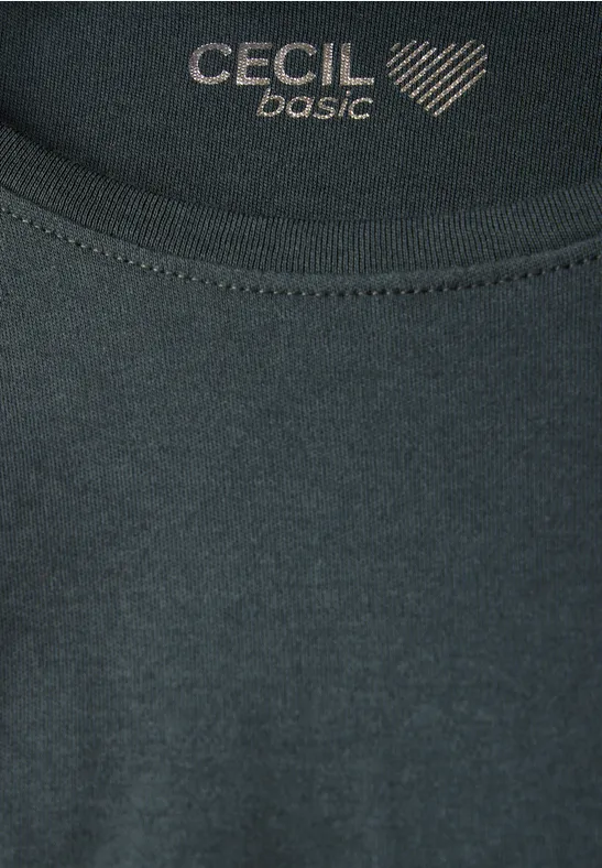 Cecil Damen Basic Shirt mit Rundhals in Grün, Gr: S
