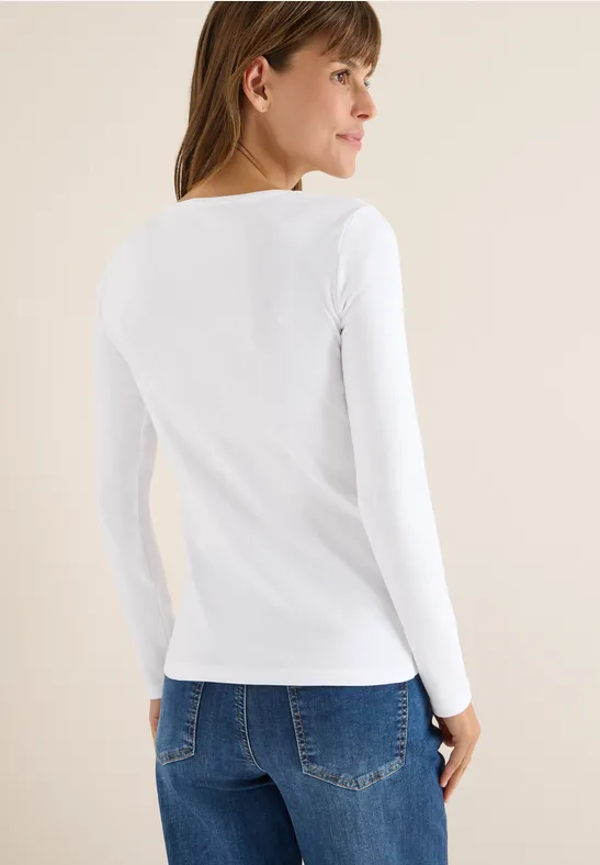 Cecil Damen Basic Langarmshirt in Weiß, Gr: XS
