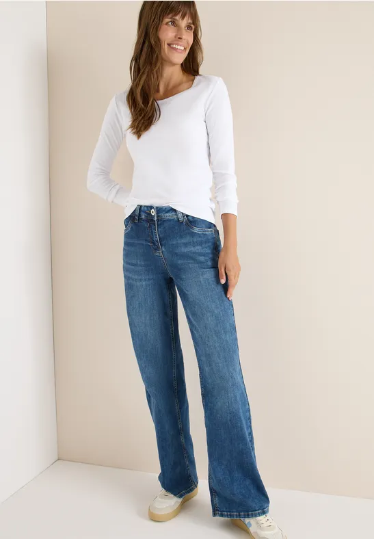 Cecil Damen Basic Langarmshirt in Weiß, Gr: XS