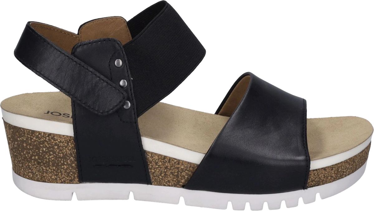 Leder Keilsandalen mit elastischem Riemen