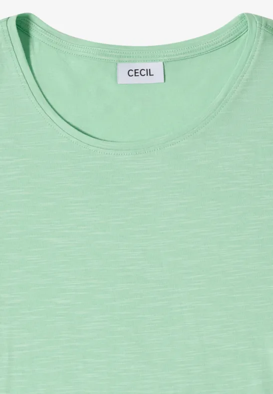 Cecil Damen Basic T-Shirt mit Rundhals in Unifarbe in Grün, Gr: 3XL