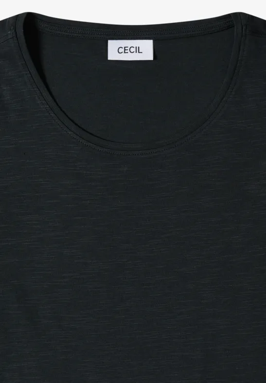 Cecil Damen Basic T-Shirt mit Rundhals in Unifarbe in Grün, Gr: 3XL