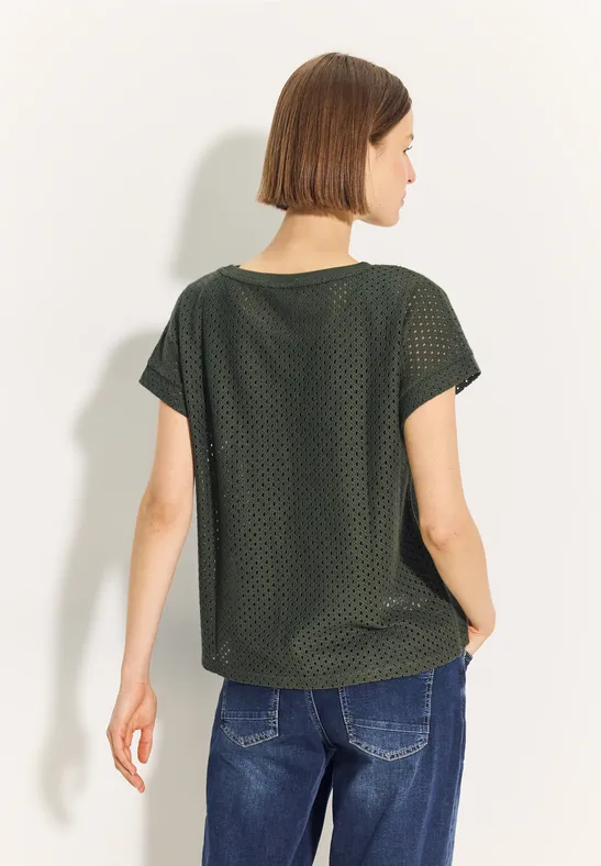 Cecil Damen Ajour T-Shirt in Grün, Gr: XXL