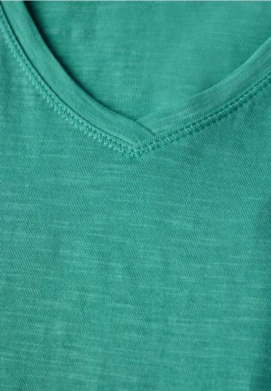 Cecil Damen Basic V-Neck T-Shirt in Grün, Gr: XXL