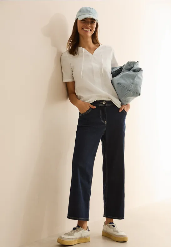 Cecil Damen T-Shirt im Tunika-Look in Weiß, Gr: XL