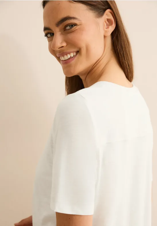 Cecil Damen T-Shirt im Tunika-Look in Weiß, Gr: XL