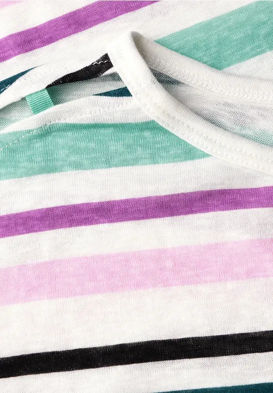 Cecil Damen Leinen-Look Streifen-Shirt in Multicolour|Grün, Gr: L