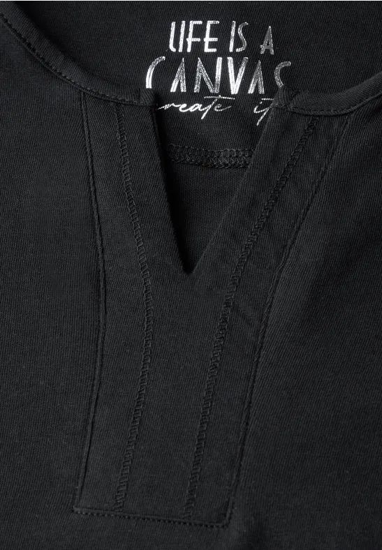 Cecil Damen Shirt im Tunika-Look in Schwarz, Gr: XS