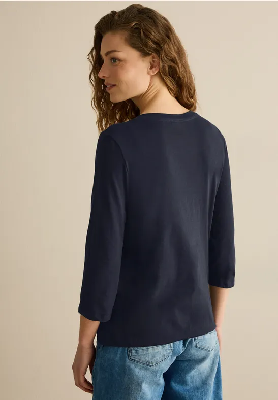 Cecil Damen Jersey Shirt im Tunika-Look in Blau, Gr: XS