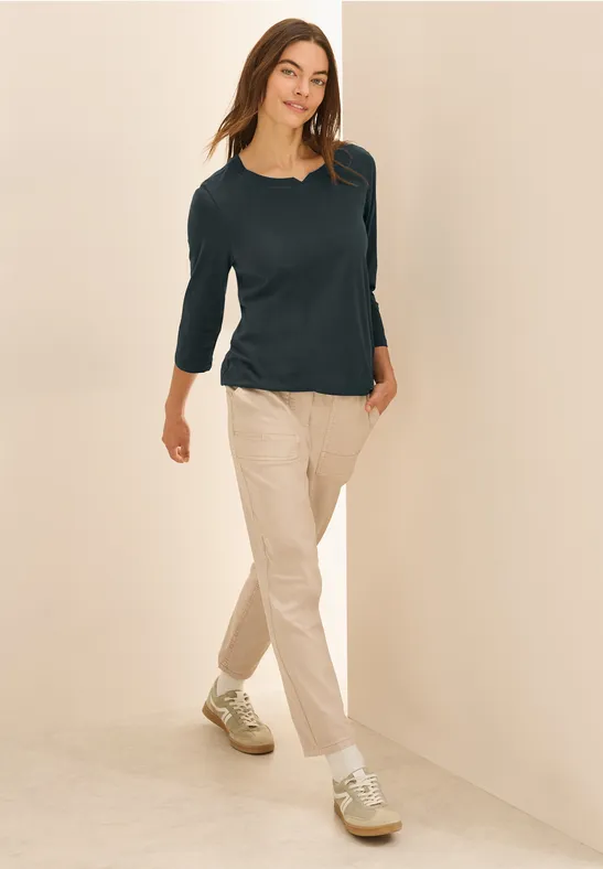 Cecil Damen Jersey Shirt im Tunika-Look in Grün, Gr: XS