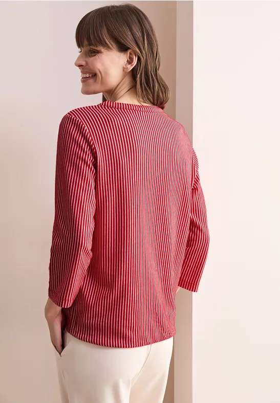 Cecil Damen Gestreiftes Strukturshirt in Rot, Gr: XL