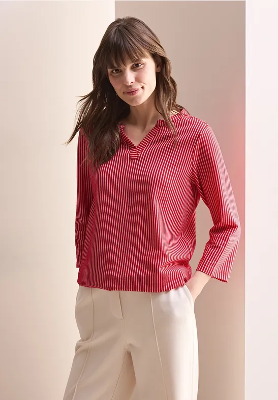 Cecil Damen Gestreiftes Strukturshirt in Rot, Gr: XL
