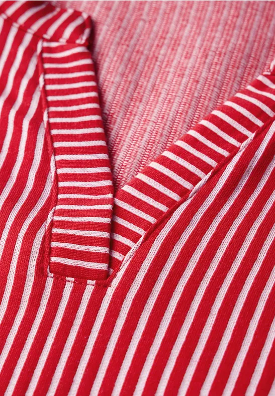 Cecil Damen Gestreiftes Strukturshirt in Rot, Gr: XL