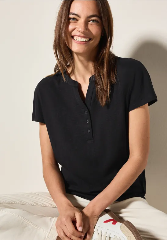 Cecil Damen Shirt im Tunika-Look in Schwarz, Gr: XS