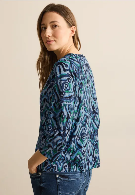 Cecil Damen Gemustertes Shirt in Blau, Gr: L