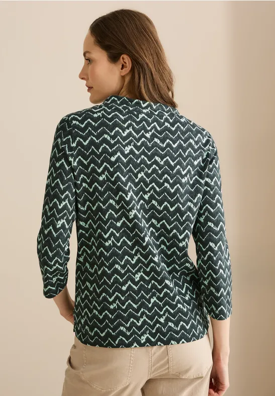 Cecil Damen Shirt mit Minimal Print in Grün, Gr: XL
