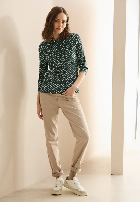 Cecil Damen Shirt mit Minimal Print in Grün, Gr: XL