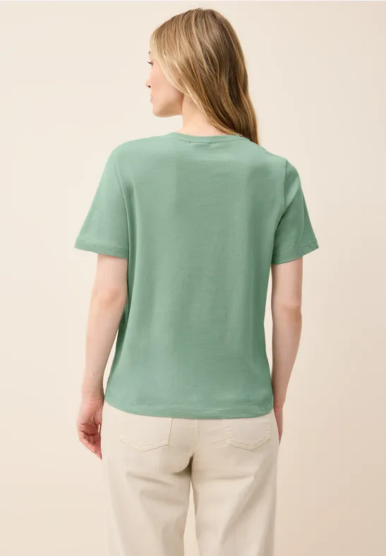 Cecil Damen Shirt mit Wording Artwork in Grün, Gr: L