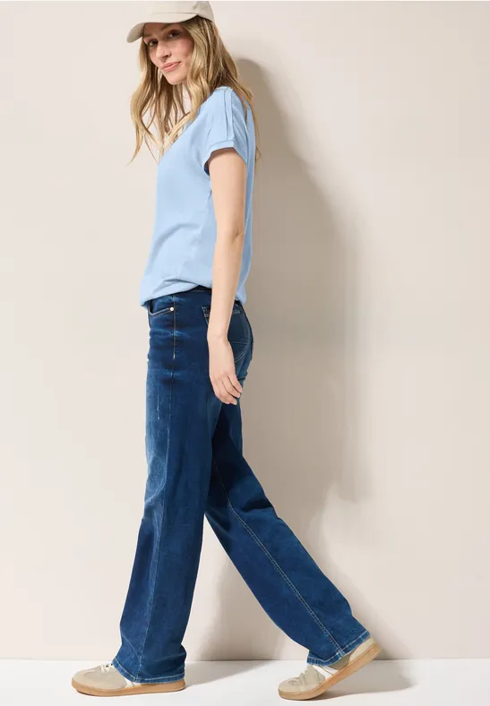 Cecil Damen Shirt in Unifarbe in Blau, Gr: XL